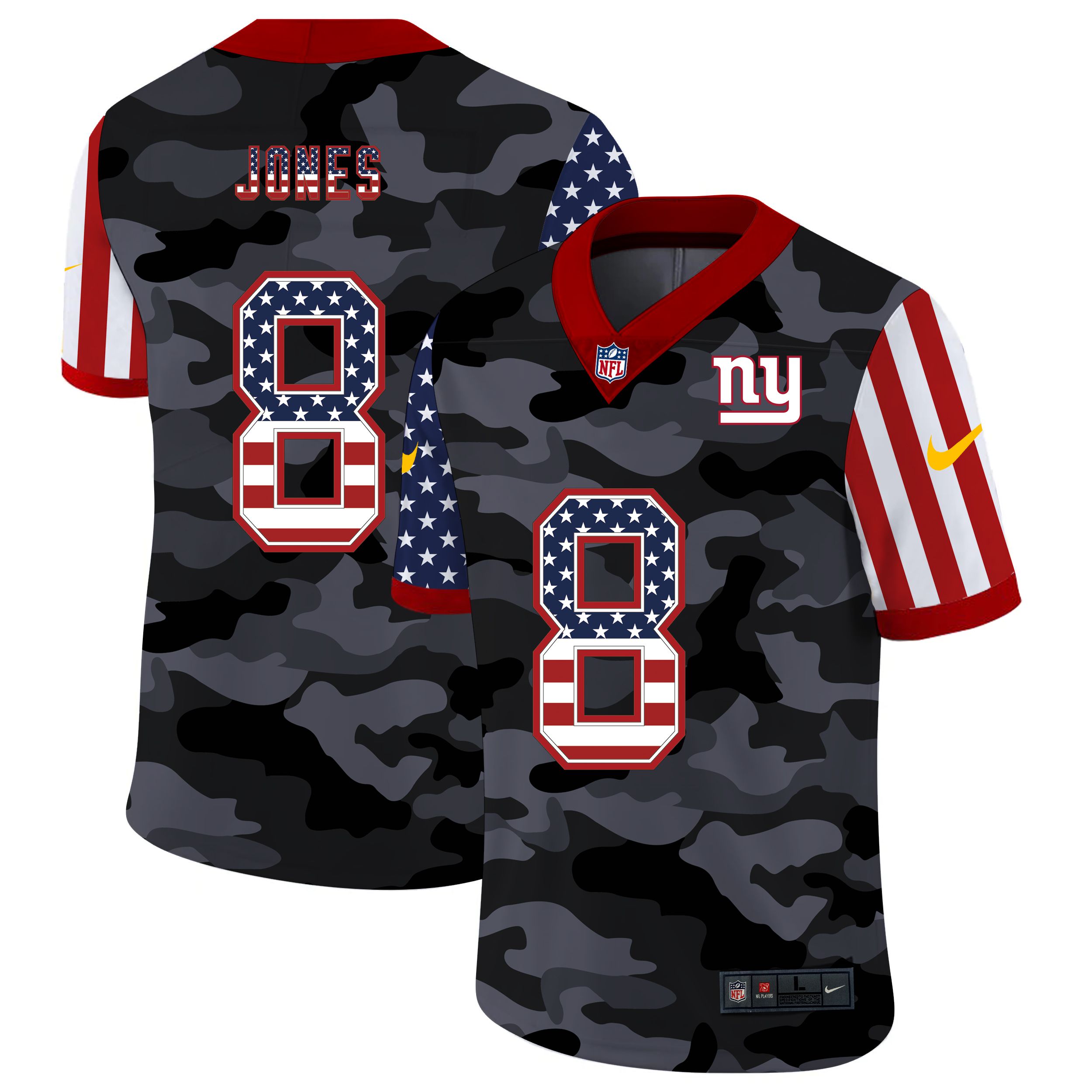 Men New York Giants #8 Jones 2020 Nike USA Camo Salute to Service Limited NFL Jerseys->new york giants->NFL Jersey